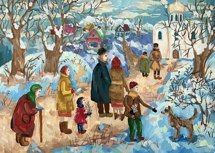 Народные праздники весной на Руси вербнопасха рисунки детей. Рисунок на тему Вербное воскресенье карандашом.