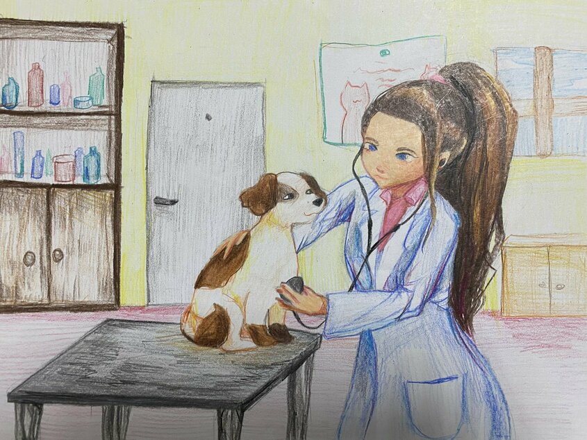Рисунок ветеринара для детей в школу девочке. Ветеринар он делает добро ?. Ветеринар доброе